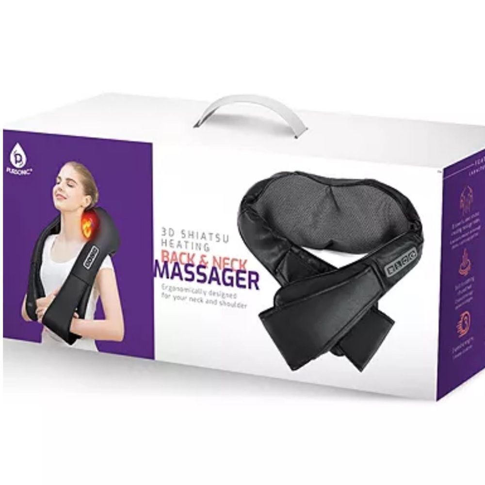 Pursonic 3D Shiatsu Heating Back & Neck Massager in Black. NIB!